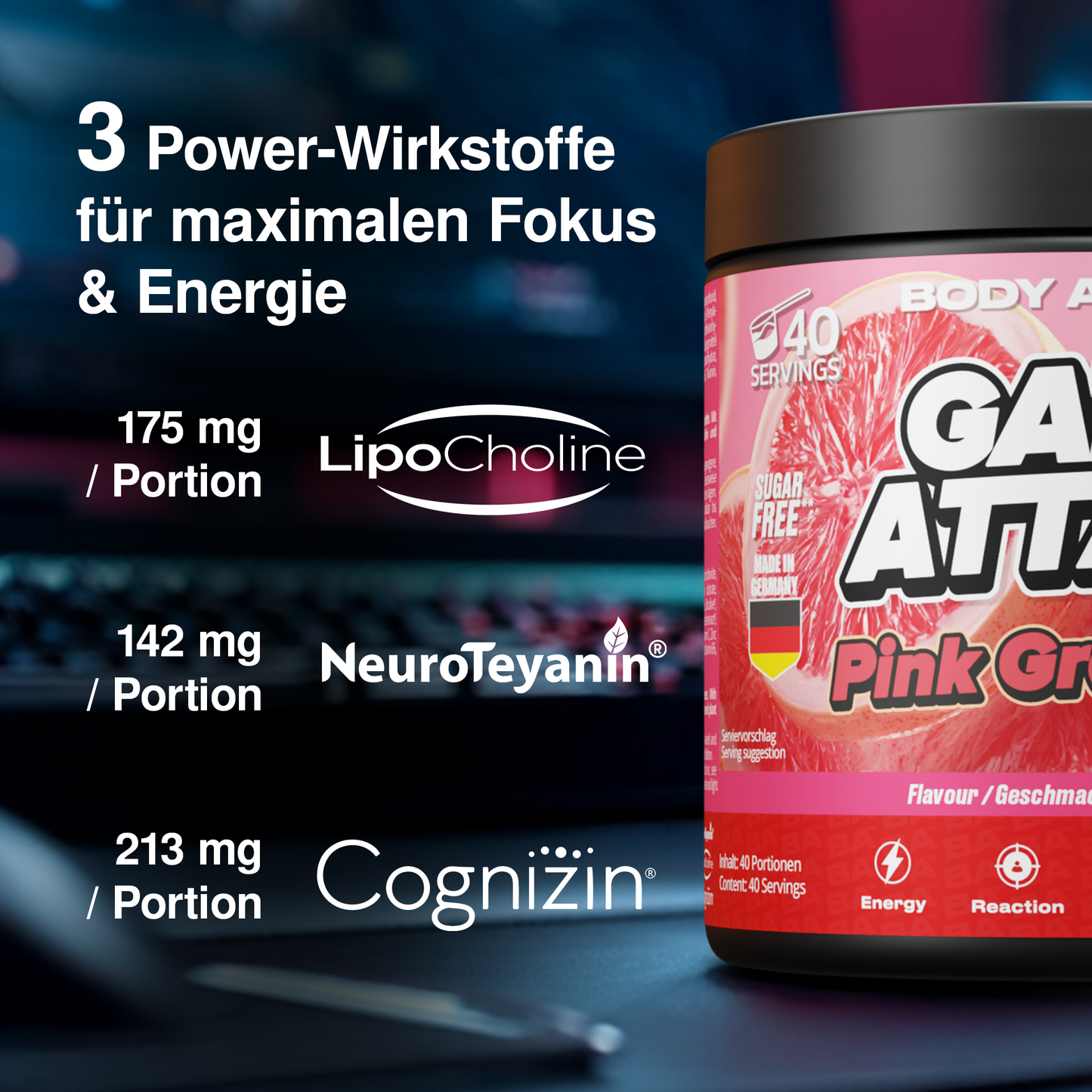 Game Attack Gaming Booster - Pink Grapefruit